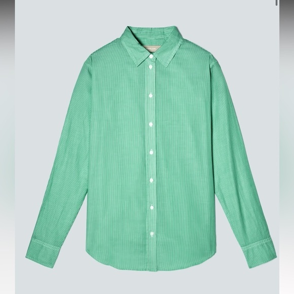 NWT Everlane Silky Cotton Relaxed Striped Button Down Oxford Womens Shirt Size 0 - Picture 2 of 10